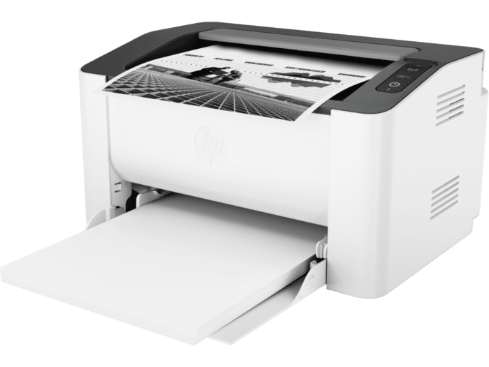 HP Laser 108w với khay giấy đang mở